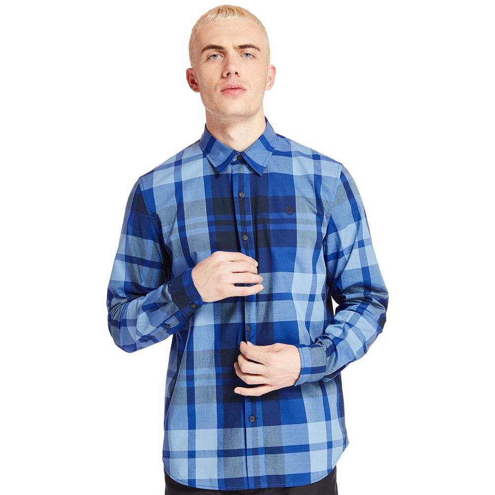 Camisa Timberland Argentina Hombre - Slim Fit Eastham River Plaid - Azules - KUOHCP-960